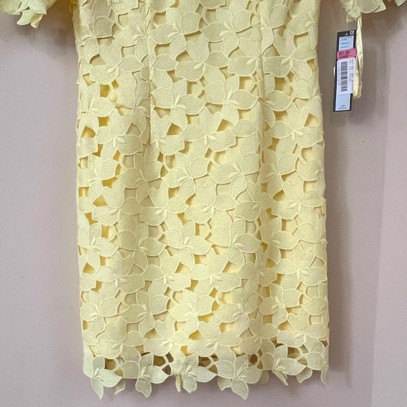 Tahari Arthur S. Levine Yellow Lace Dress Size 4P - Picture 3 of 10